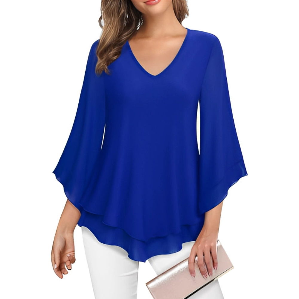 Alora | Dames 3 4 mouw Blouse | V-hals