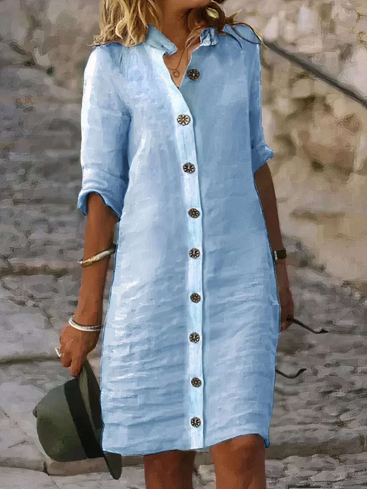 Cathelijne - Elegante Linnen Overhemdjurk voor Zomerse Stijl