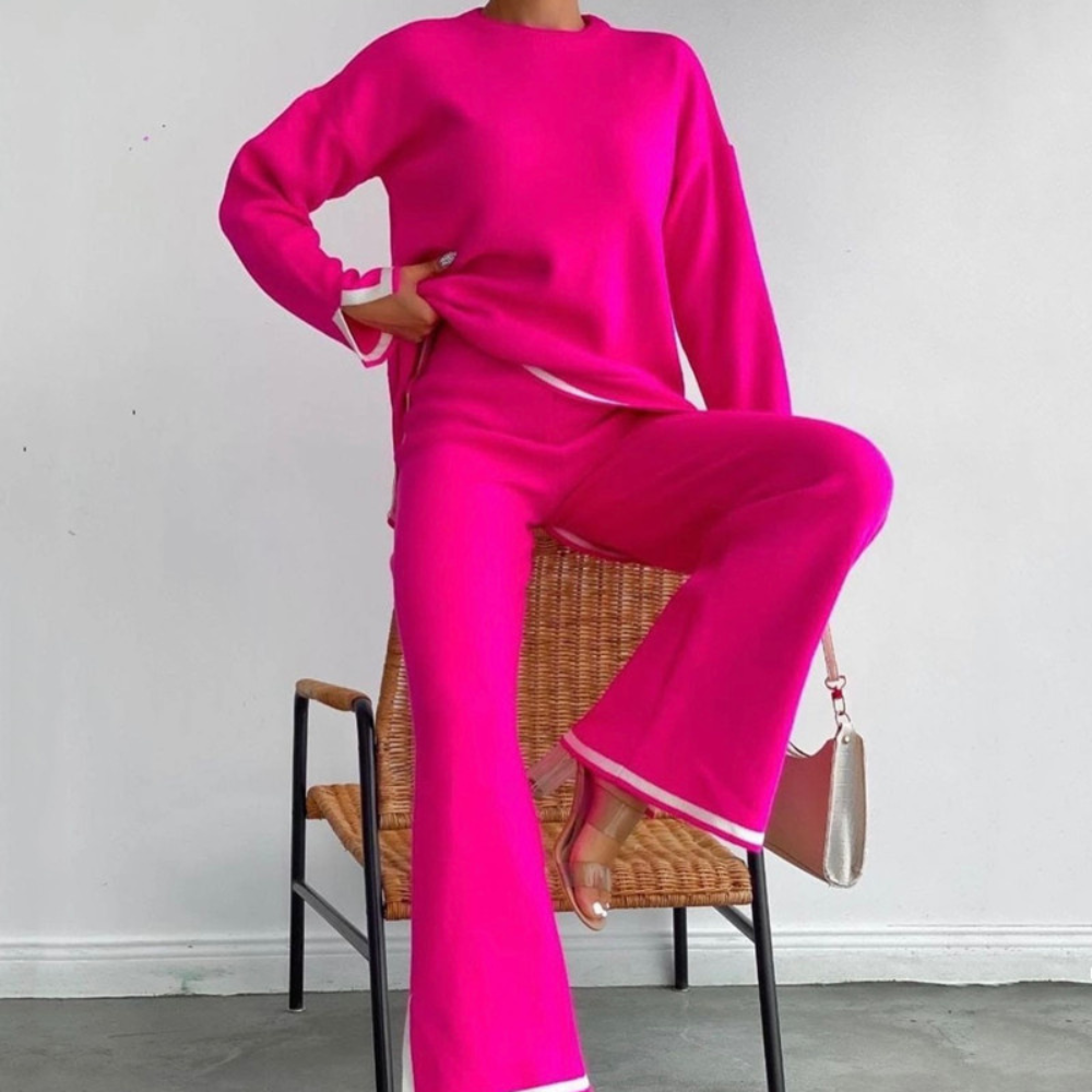 Linda | Dames Twee Stuks Pyjama Set | Brede Pijpen
