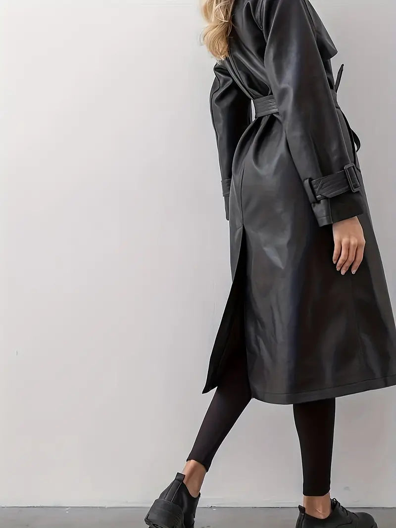 Valentina - Stijlvolle leren trenchcoat met riem voor dames