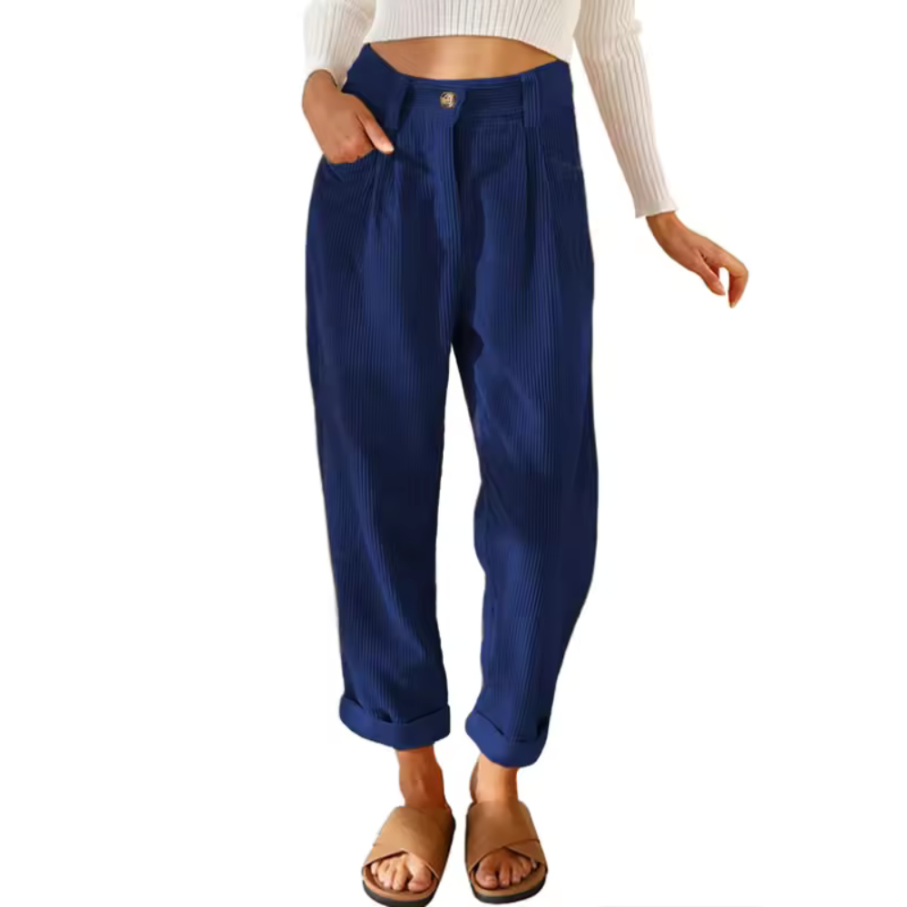 Margota | Dames Corduroy Broek | Hoog Getailleerde