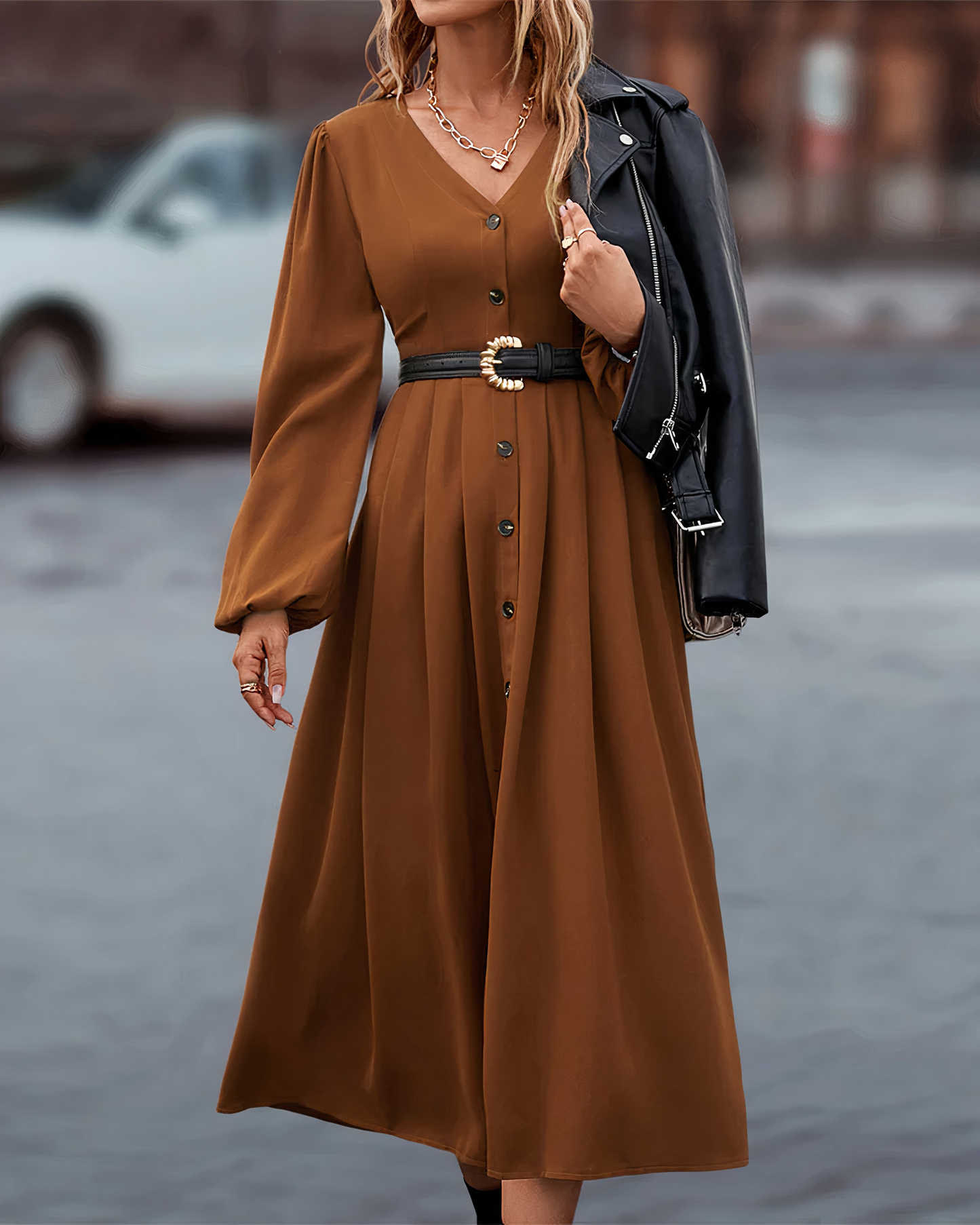 Bente - Elegante Herfstjurk met Tijdloze Charme