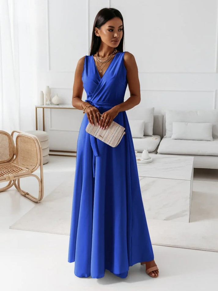 Saar - Elegante lange V-hals jurk voor dames