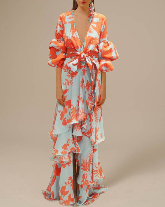 Carol - Stijlvolle bedrukte chiffon feestjurk voor dames