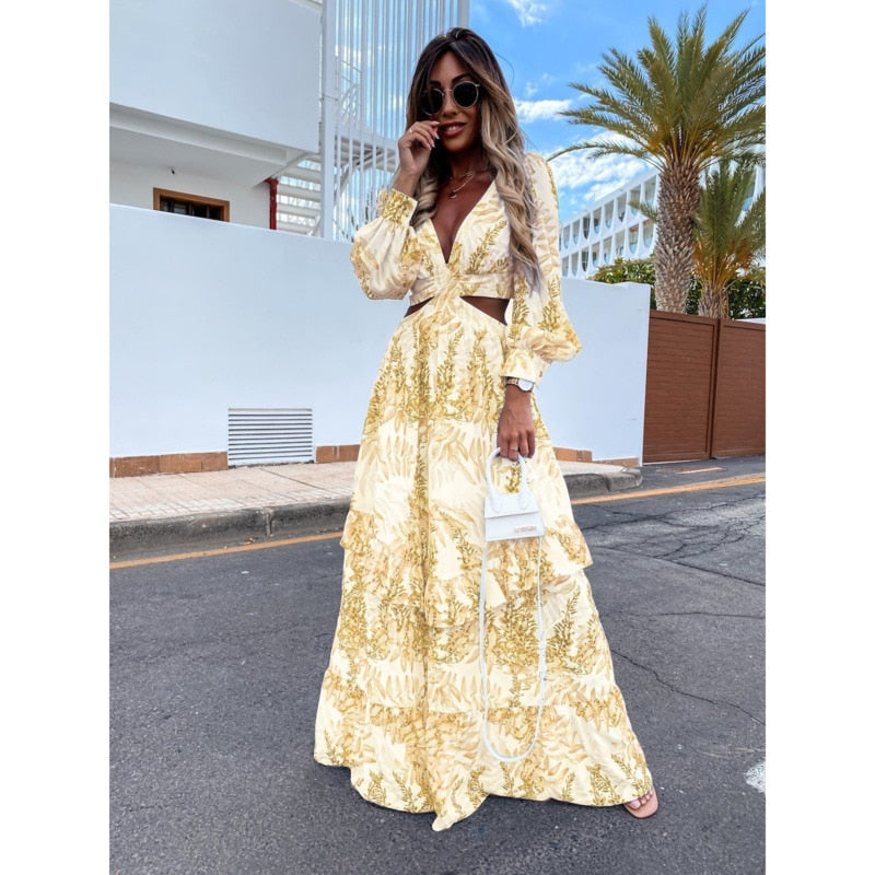 Heleen - Elegante maxi-jurk met verfijnde halslijn