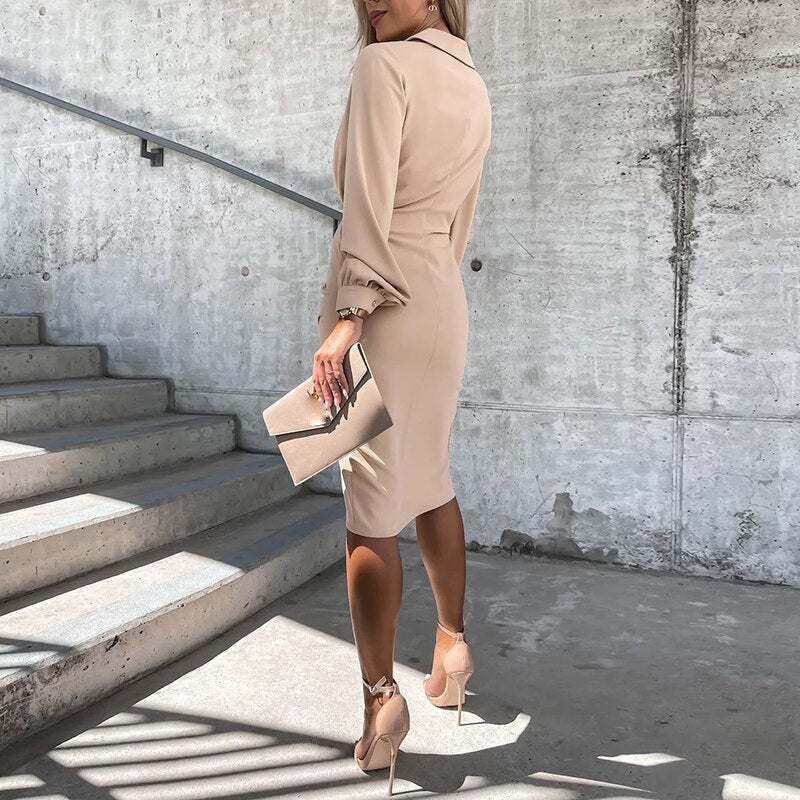 Dorete - Elegante Midi Jurk met Verleidelijke Split
