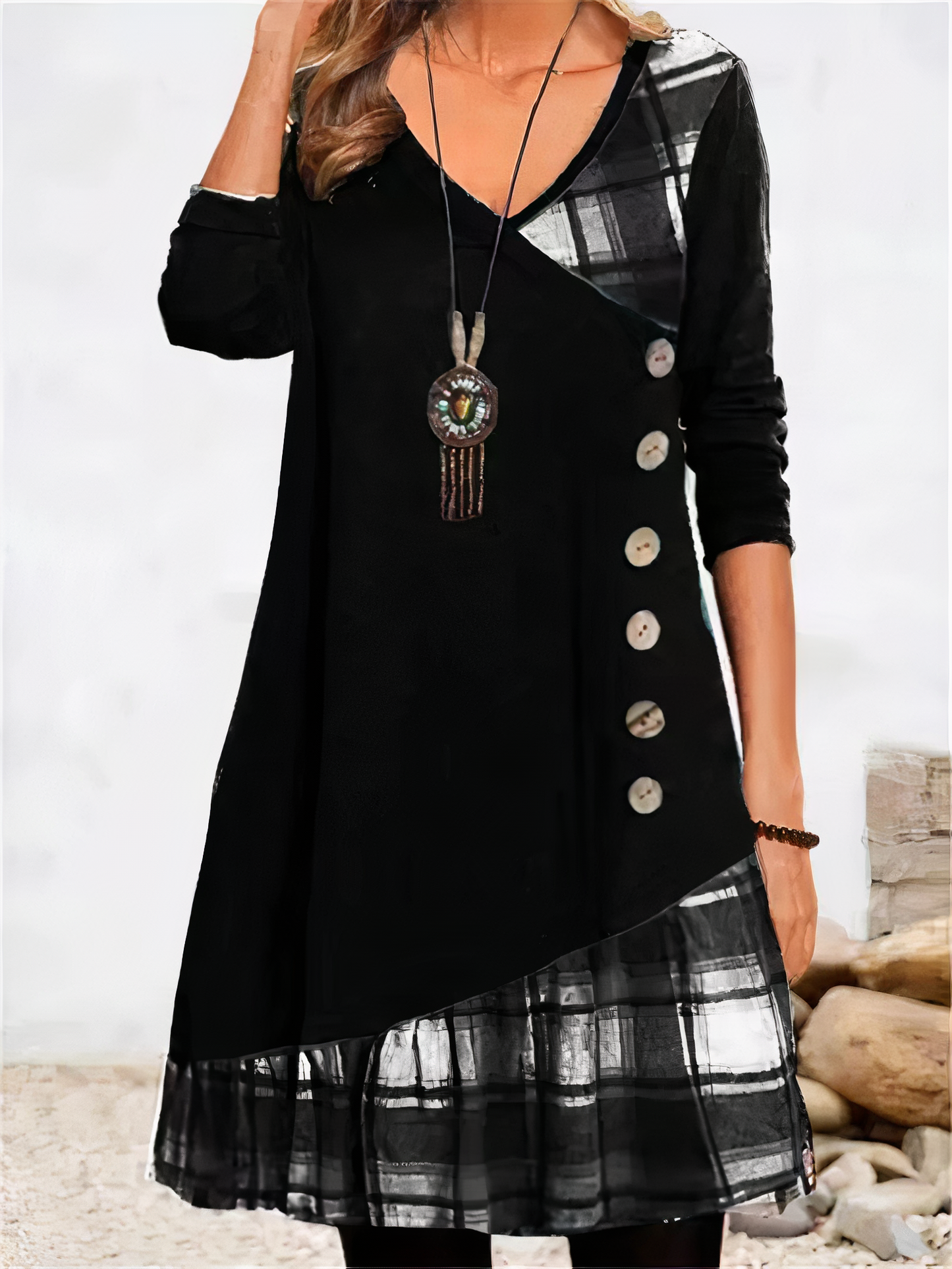 Tamar - Stijlvolle Vintage Truienjurk met Lange Mouwen