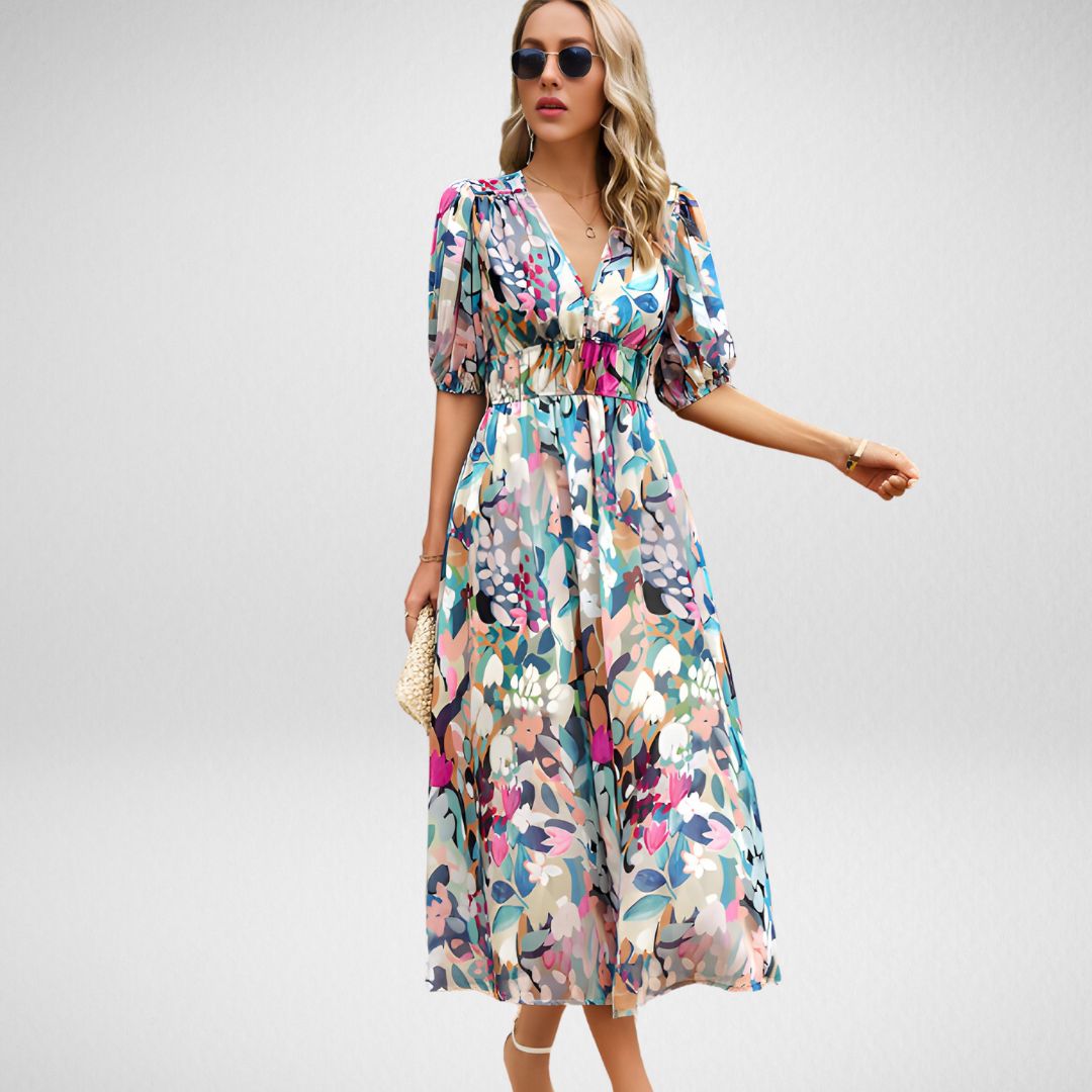 Sybille - Chic V-Hals Jurk voor Elke Gelegenheid