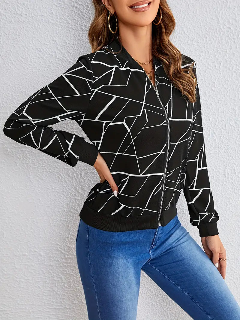 Lita - Trendy lange jacket met geometrisch patroon voor dames