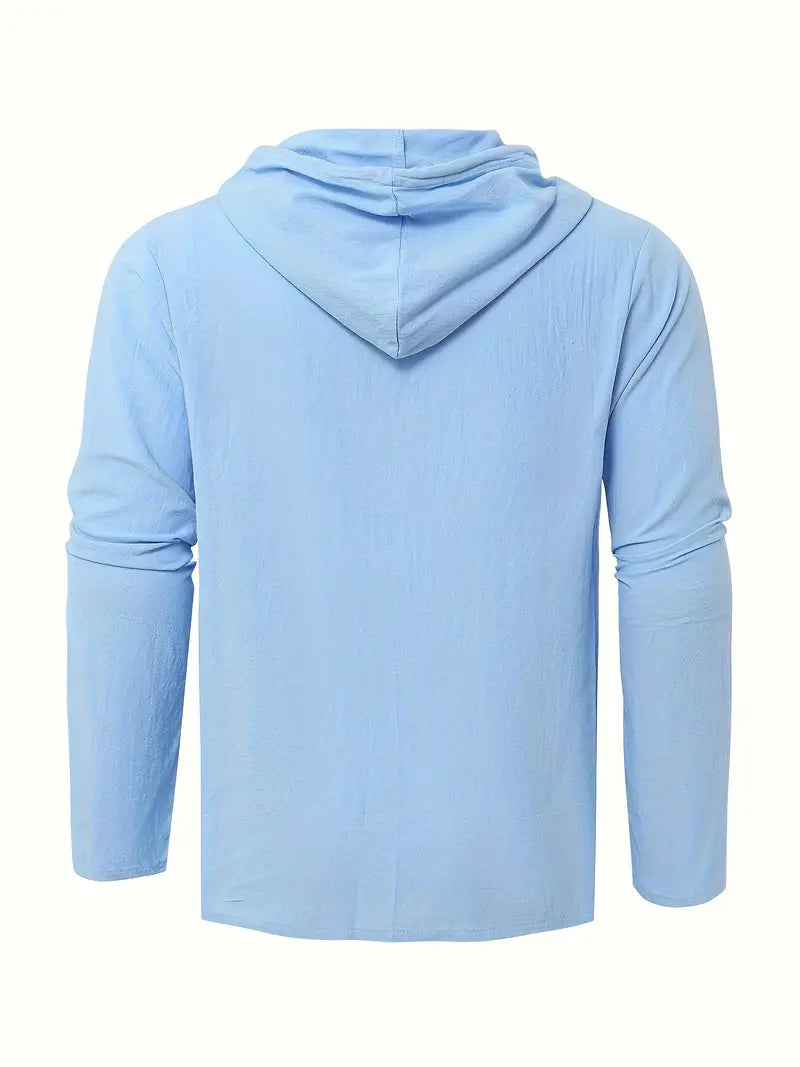 Geert - Casual Kapuzenpullover in Hemdstijl met Knopen