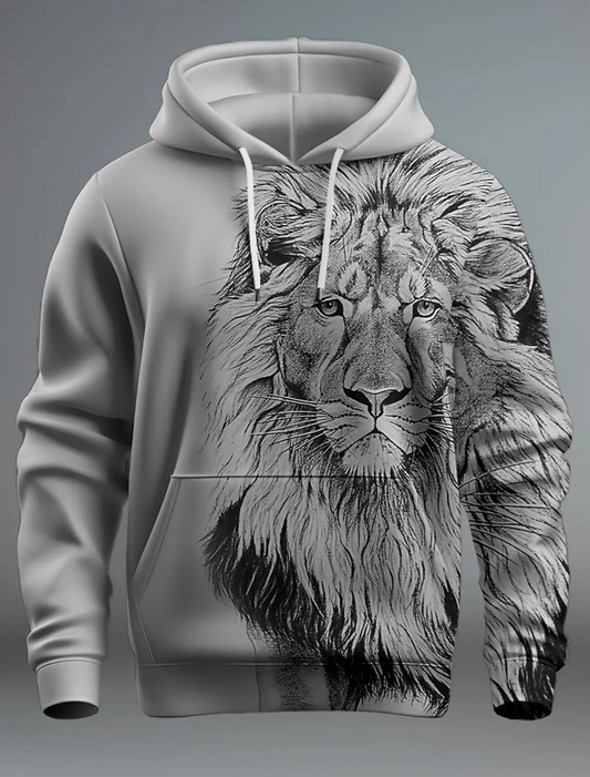 Leonidas - Stoere Hoodie met Leeuwdesign voor Mannen