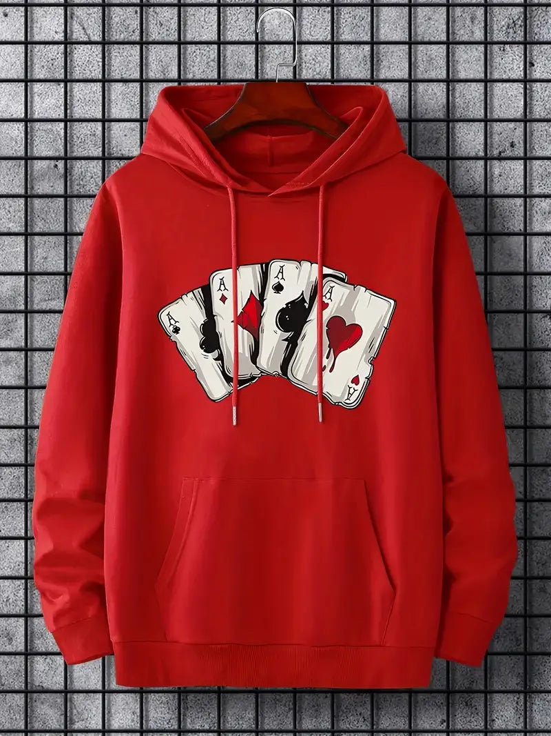 Casino - Trendy Hoodie met Kaartdesign voor Heren