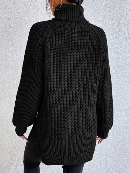 Carena - Stijlvolle Zwarte Rib Rollkragenpullover voor Dames