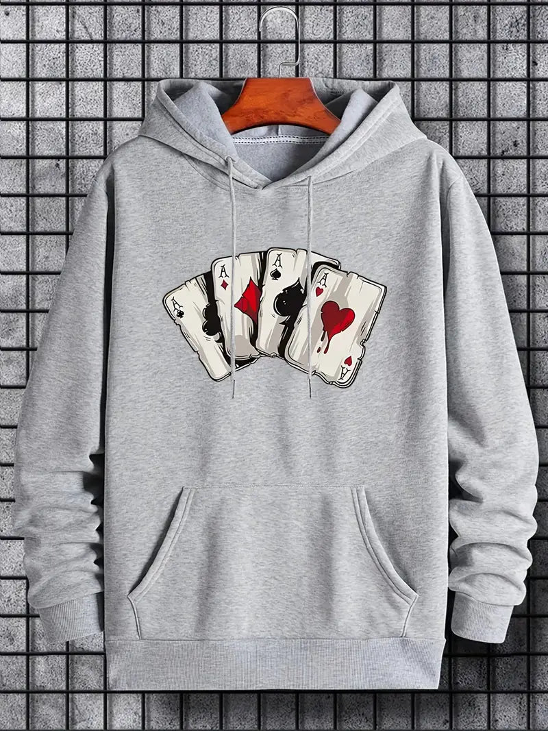 Casino - Trendy Hoodie met Kaartdesign voor Heren