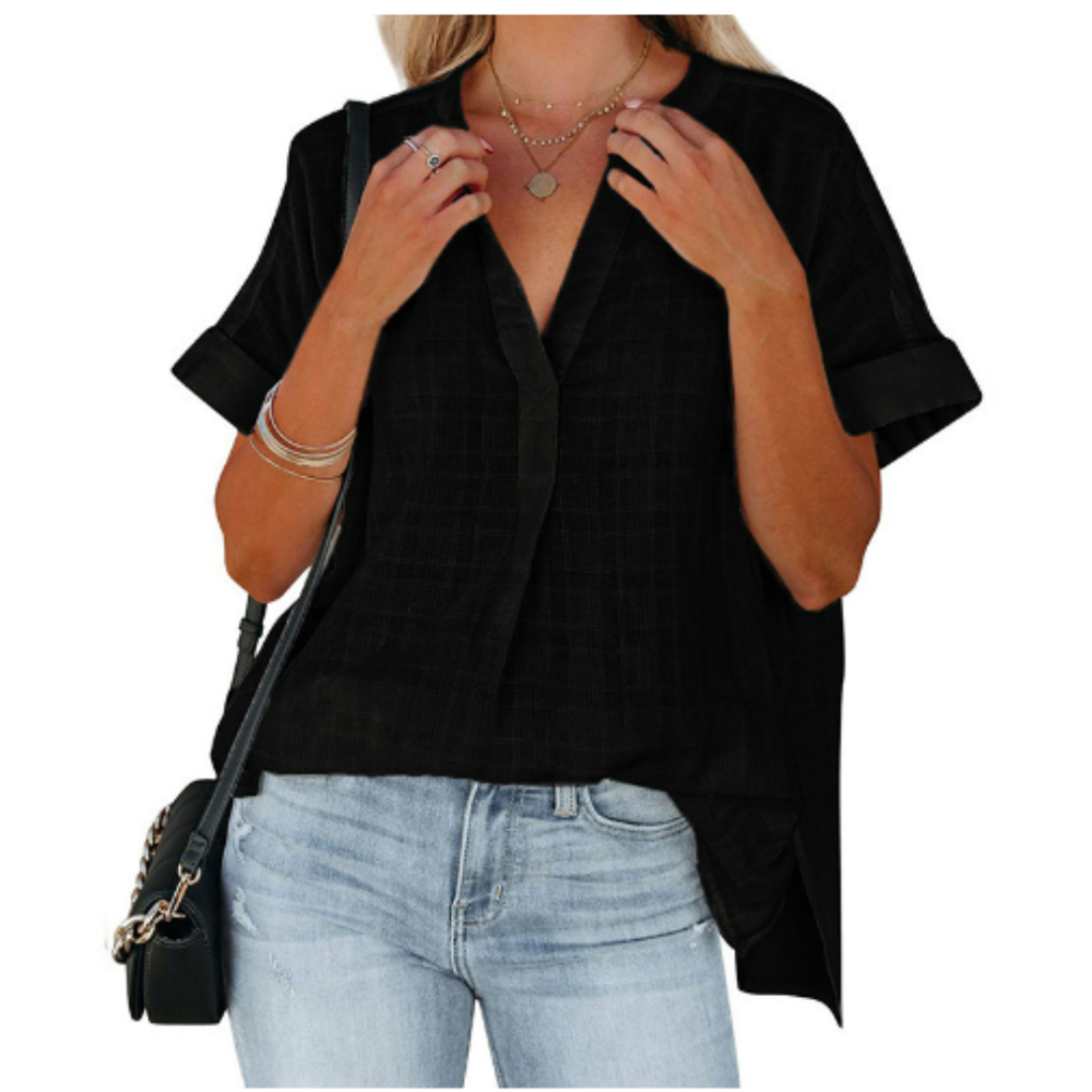 Olga | Dames V-hals Blouse | Korte mouw