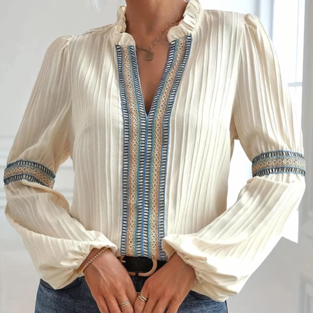 Margot | Dames Lange mouw Blouse | Veter