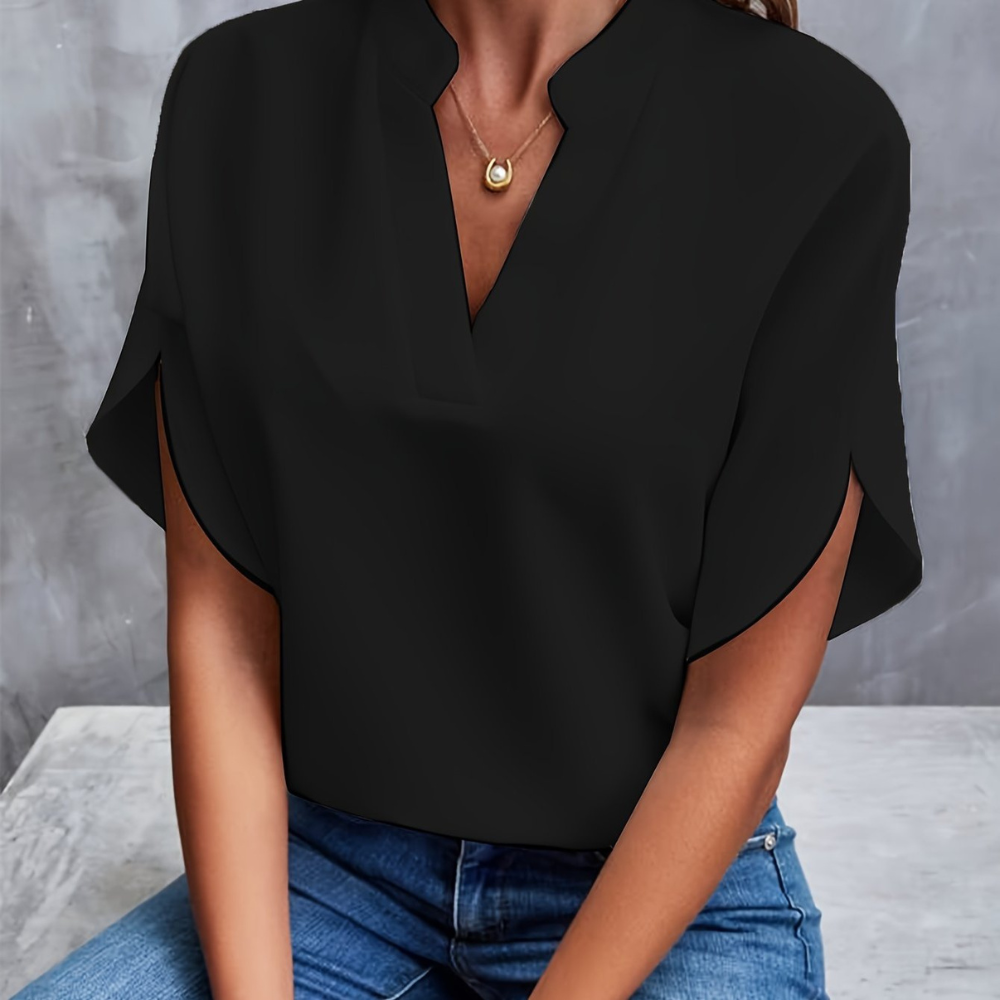 Adalyn | Dames Blouse met V-hals | Korte mouw