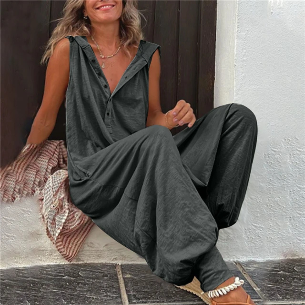 Clarise | Dames Knoop Mouwloos Jumpsuit