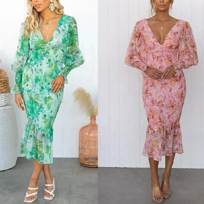 Brena | Dames Midi Bloemen Jurk