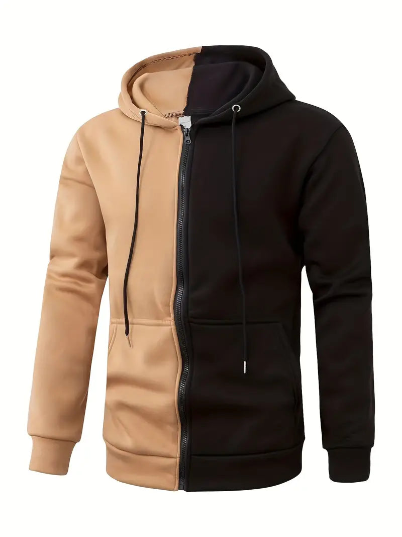 Serge - Trendy twee-kleurige hoodie met rits