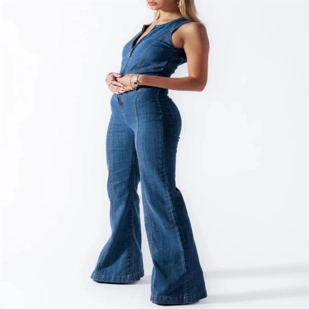 Maxima | Dames Slim Fit Denim Jumpsuit