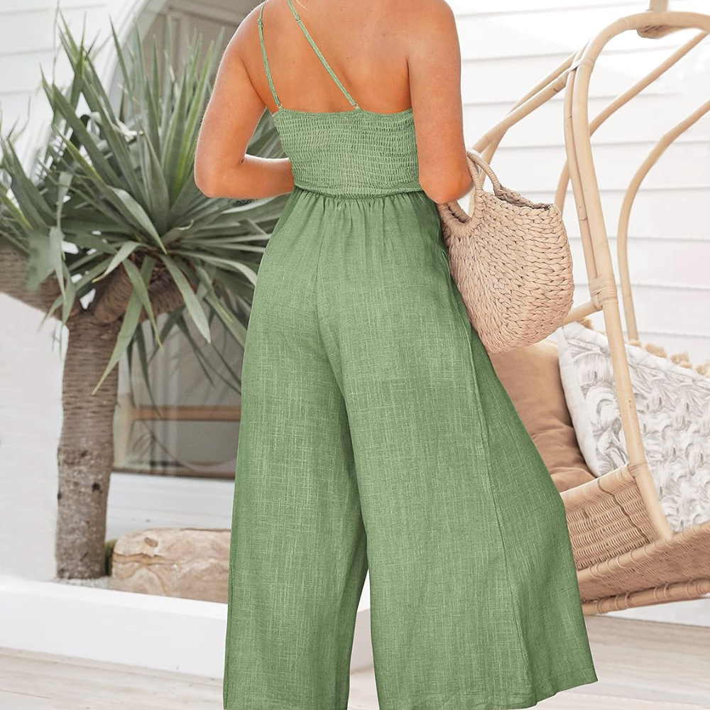 Karla | Dames Mouwloos Één Riem Jumpsuit