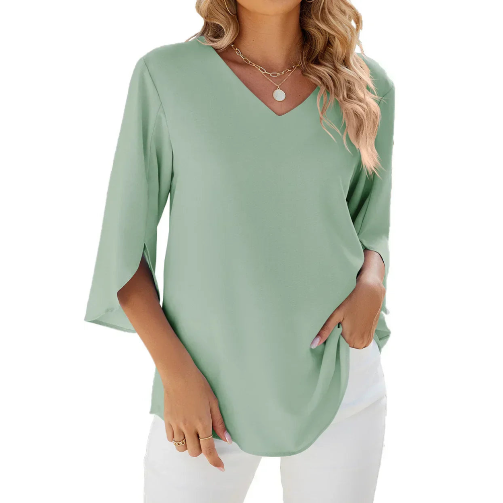 Wrenley | Dames V-hals Blouse | 3 4 Mouw