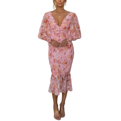 Brena | Dames Midi Bloemen Jurk
