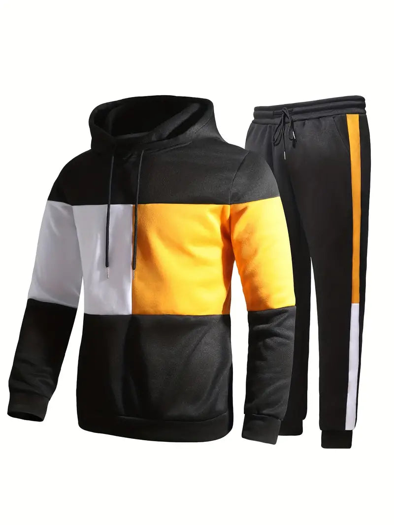 Gerlof - Trendy Hoodie Set met Blokpatroon voor Mannen