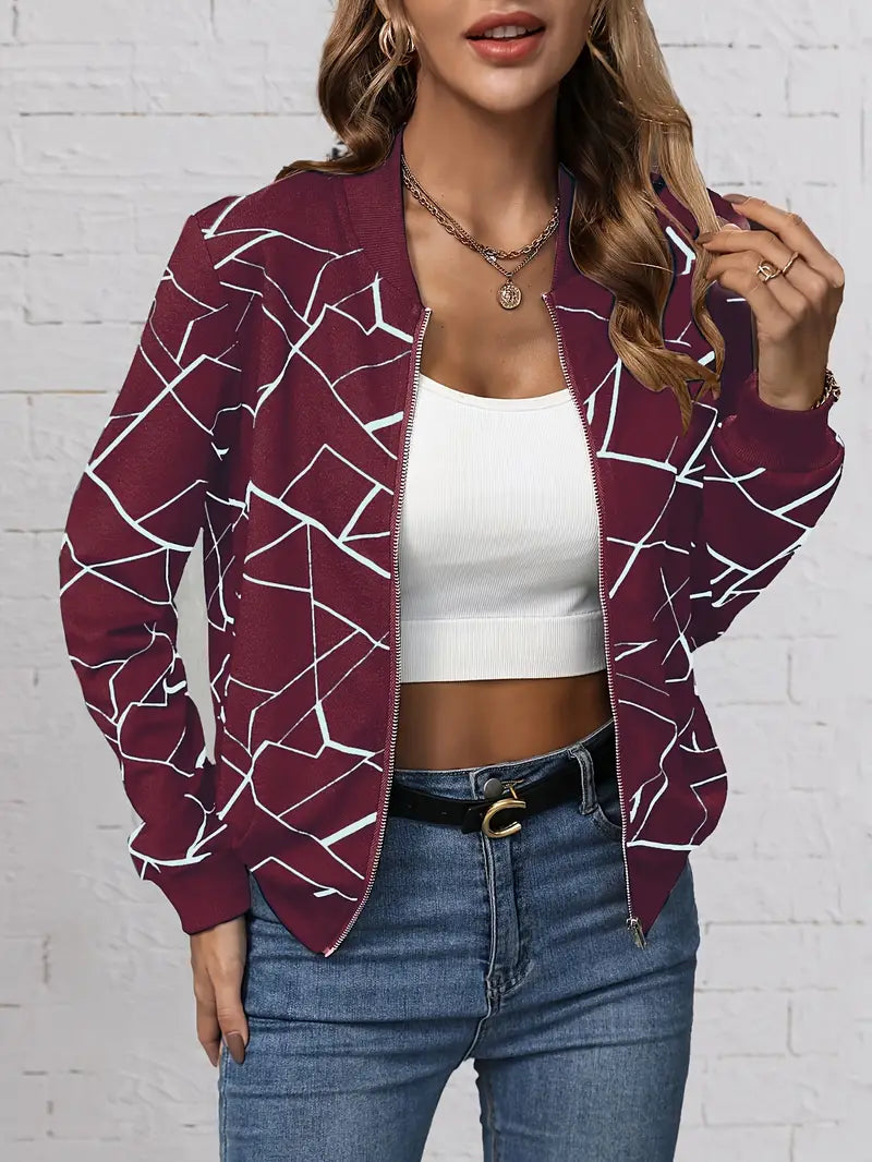 Dolores - Trendy bomberjack met geometrisch print