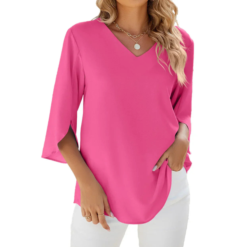 Wrenley | Dames V-hals Blouse | 3 4 Mouw