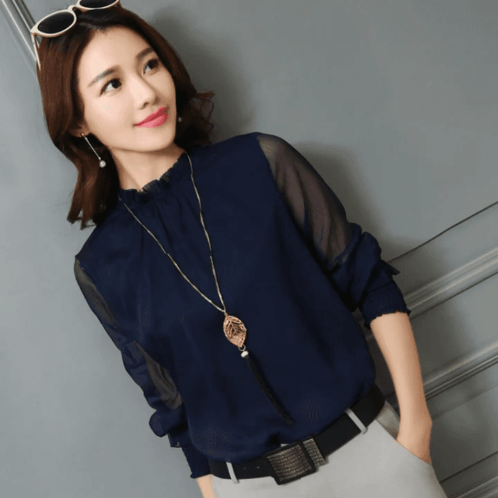 Molly | Dames Chiffon Blouse | Lange mouw