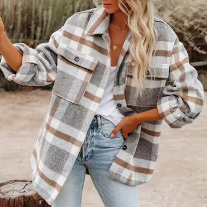 Layla | Dames Lange Plaid Jas