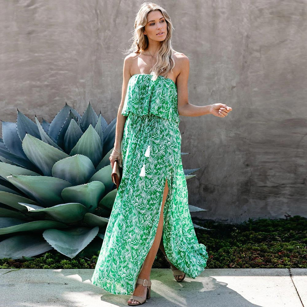 Lyra - Elegante strapless maxi jurk