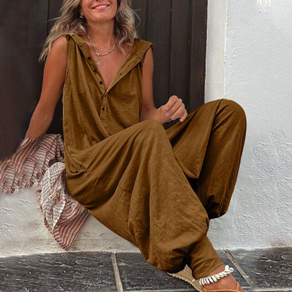 Clarise | Dames Knoop Mouwloos Jumpsuit