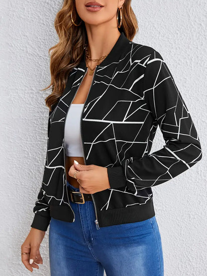 Lita - Trendy lange jacket met geometrisch patroon voor dames