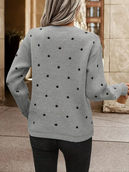 Jeanette - Stijlvolle lange polka-dot pullover voor dames