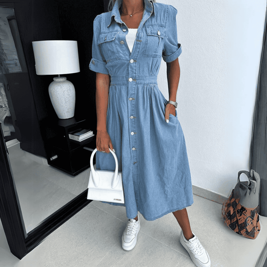 Carly - Trendy Denim Midi-Jurk voor Dames