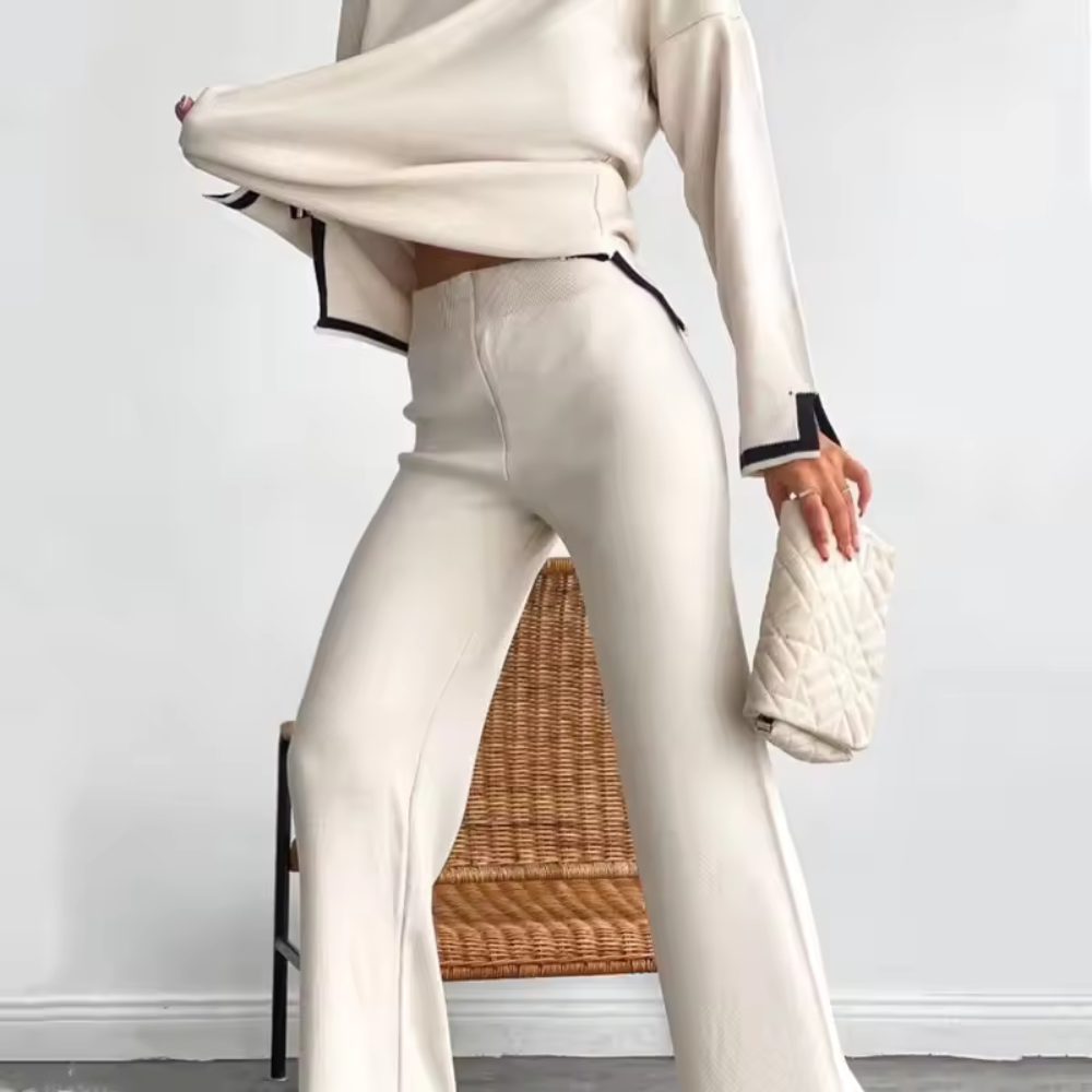 Linda | Dames Twee Stuks Pyjama Set | Brede Pijpen