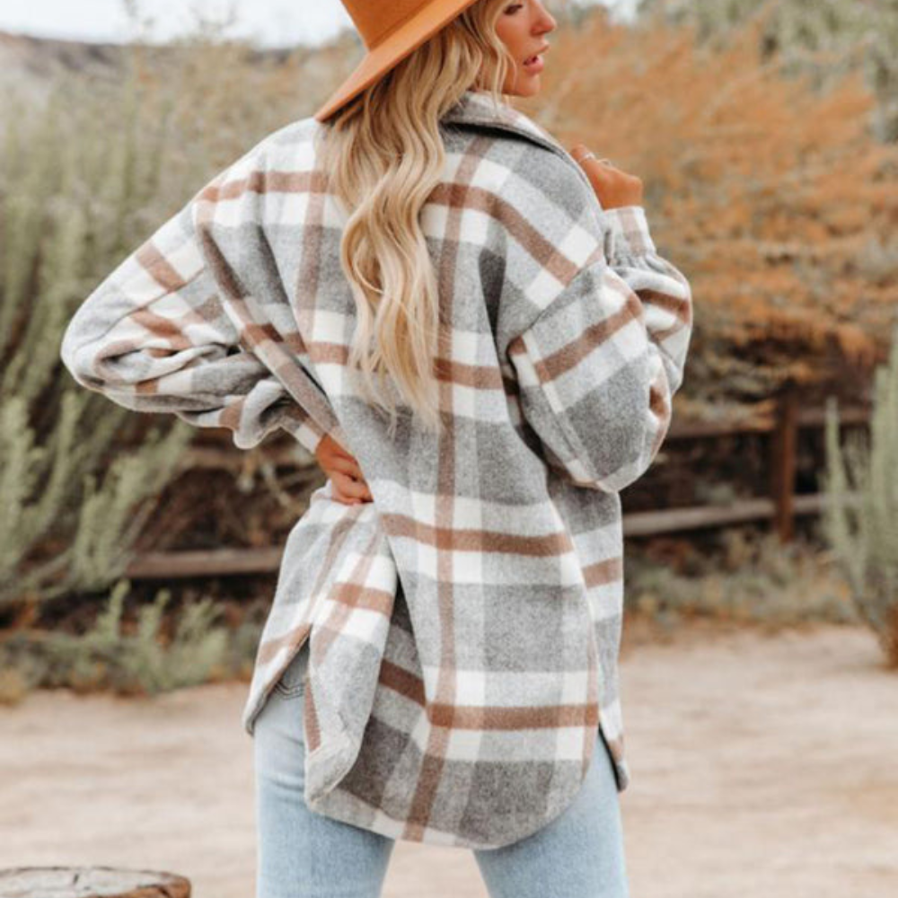 Layla | Dames Lange Plaid Jas