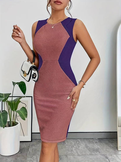 Auke - Moderne Tweekleurige Bodycon Jurk