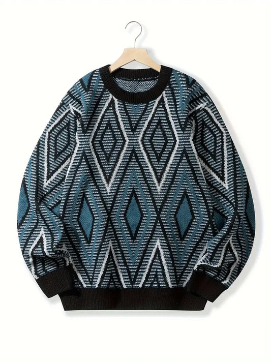 Fusion - Casual pullover met geometrisch patroon voor heren