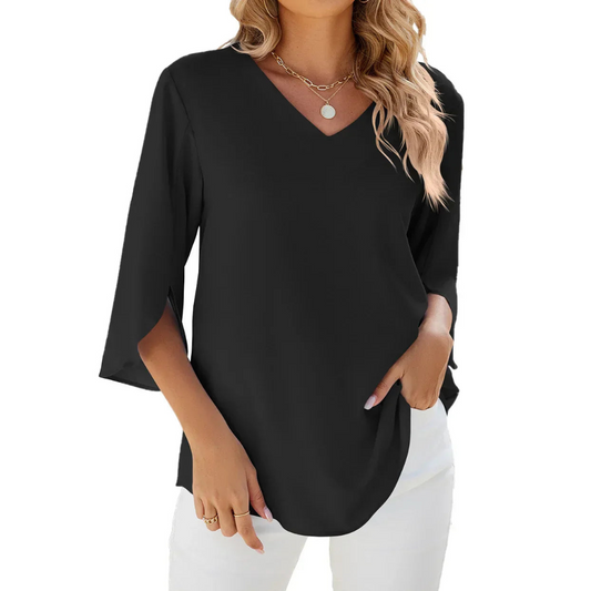 Wrenley | Dames V-hals Blouse | 3 4 Mouw