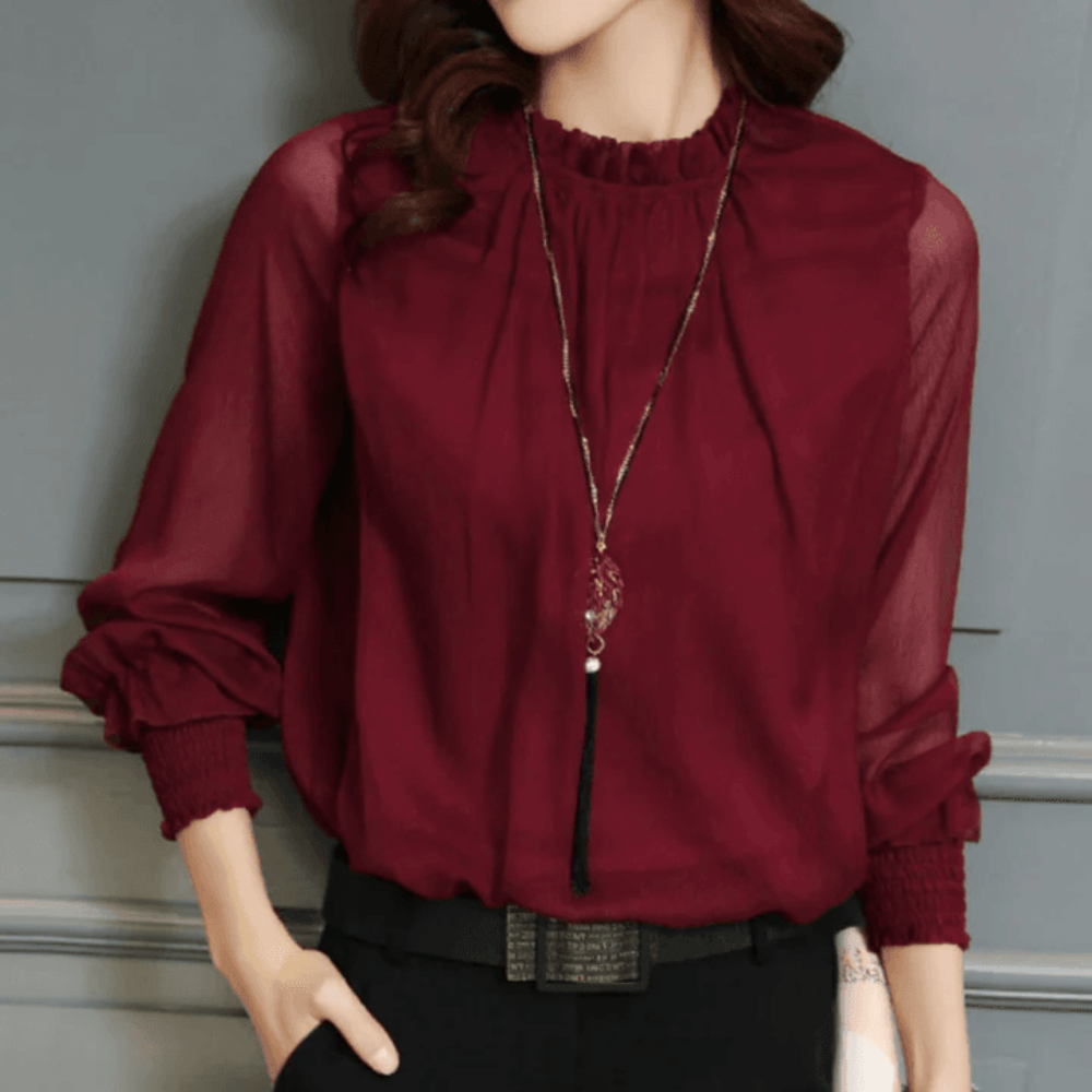 Molly | Dames Chiffon Blouse | Lange mouw