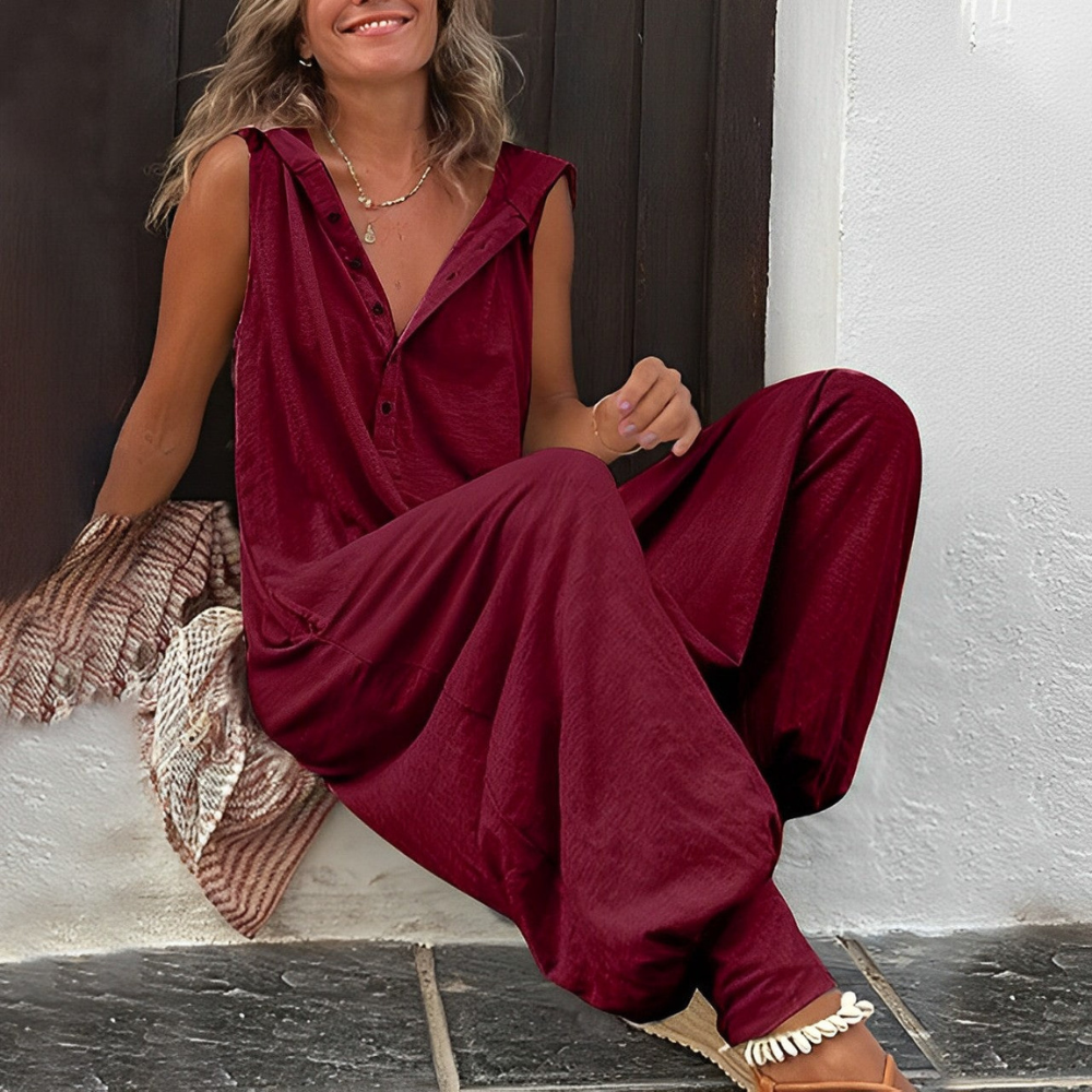 Clarise | Dames Knoop Mouwloos Jumpsuit