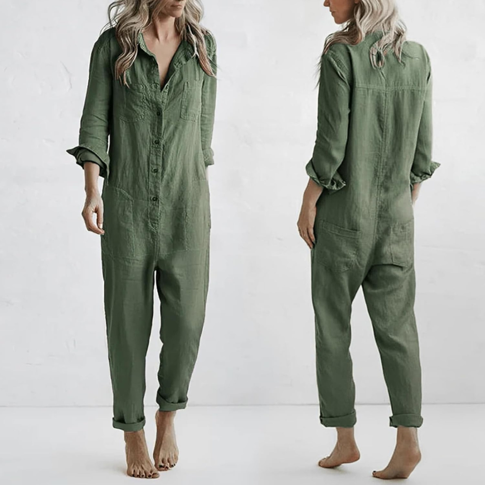 Iona | Dames Lange Mouwen Jumpsuit | Overhemd