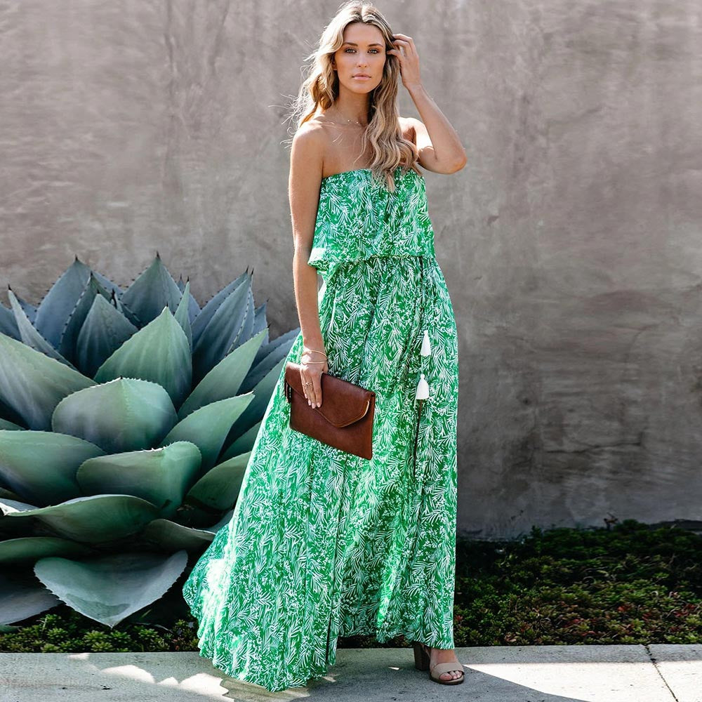 Lyra - Elegante strapless maxi jurk