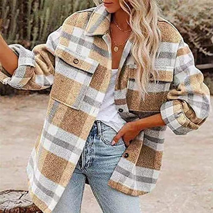 Layla | Dames Lange Plaid Jas