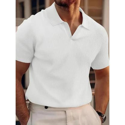 Cedric | Heren Korte Mouw Polo Shirt | V-hals