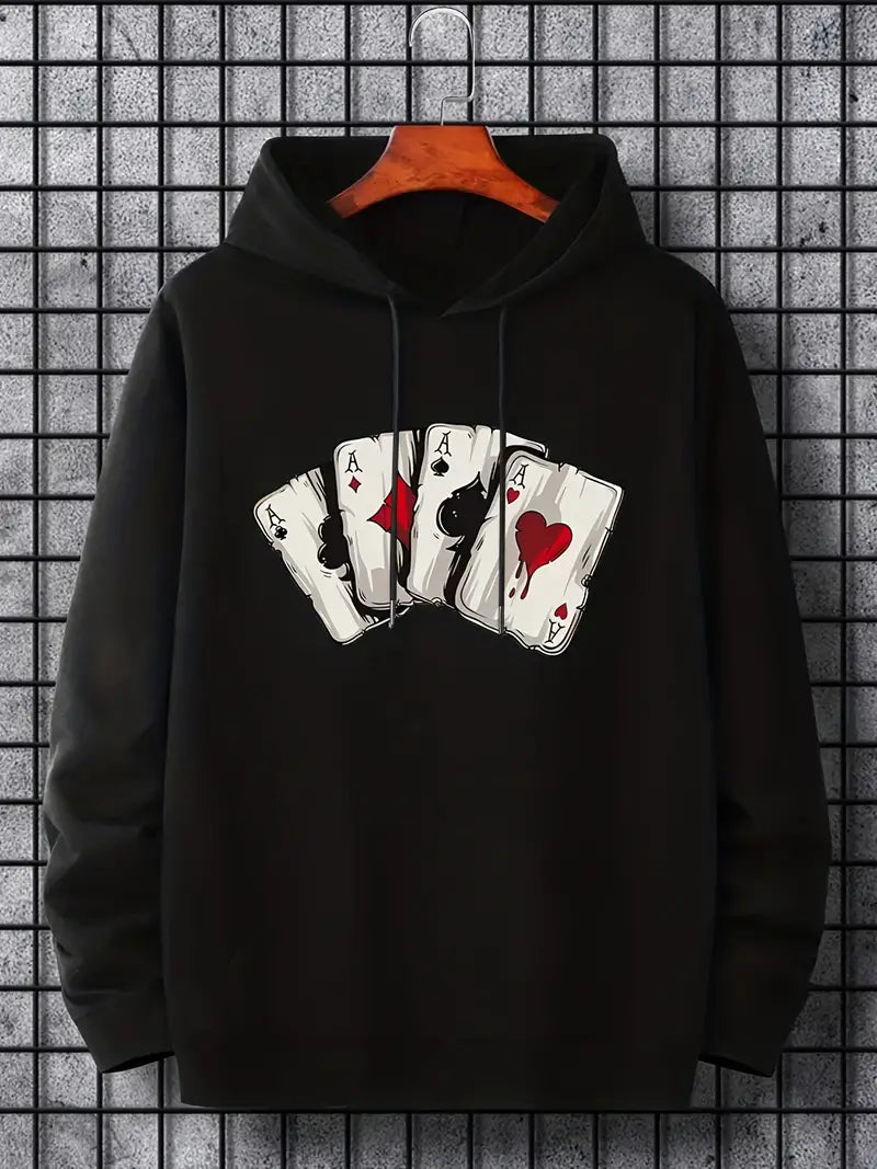 Casino - Trendy Hoodie met Kaartdesign voor Heren